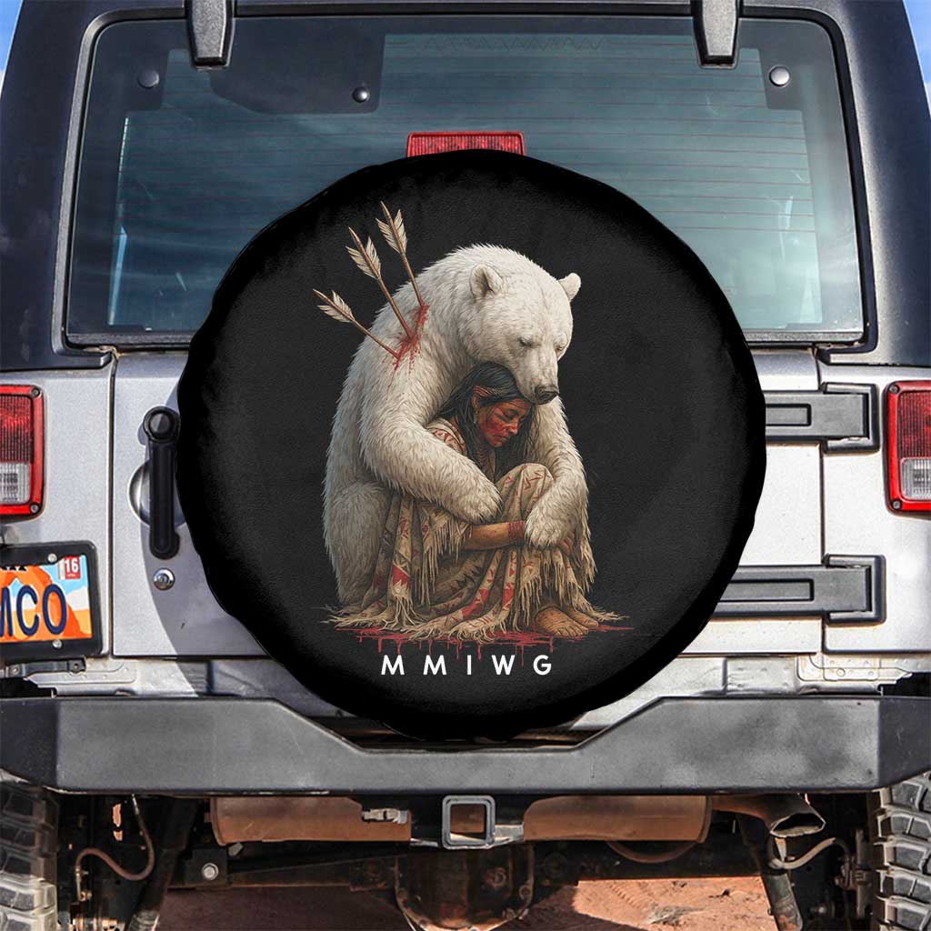 MMIW Native American Spare Tire Cover Spirit Bear Protecting Indigenous Woman MMIWG TS10 No hole Black Print Your Wear