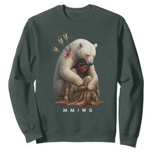 MMIW Native American Sweatshirt Spirit Bear Protecting Indigenous Woman MMIWG TS10 Dark Forest Green Print Your Wear