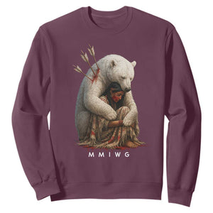 MMIW Native American Sweatshirt Spirit Bear Protecting Indigenous Woman MMIWG TS10 Maroon Print Your Wear