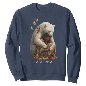 MMIW Native American Sweatshirt Spirit Bear Protecting Indigenous Woman MMIWG TS10 Navy Print Your Wear