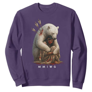 MMIW Native American Sweatshirt Spirit Bear Protecting Indigenous Woman MMIWG TS10 Purple Print Your Wear