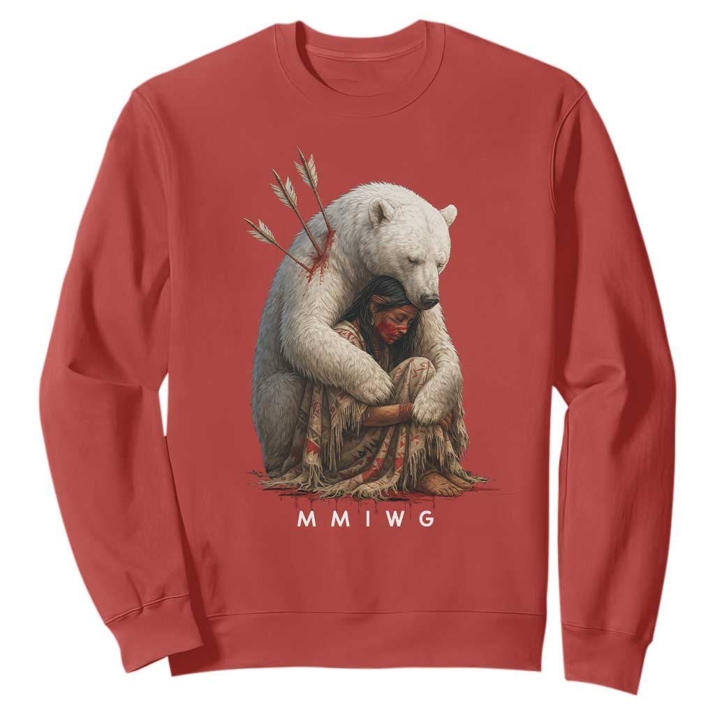 MMIW Native American Sweatshirt Spirit Bear Protecting Indigenous Woman MMIWG TS10 Red Print Your Wear