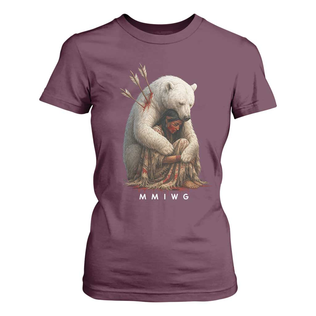 MMIW Native American T Shirt For Women Spirit Bear Protecting Indigenous Woman MMIWG TS10 Maroon Print Your Wear