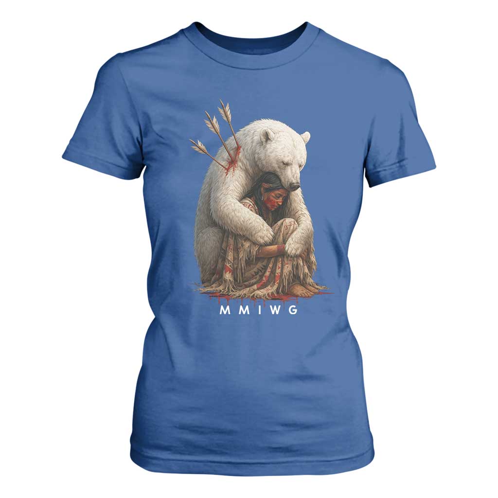 MMIW Native American T Shirt For Women Spirit Bear Protecting Indigenous Woman MMIWG TS10 Royal Blue Print Your Wear