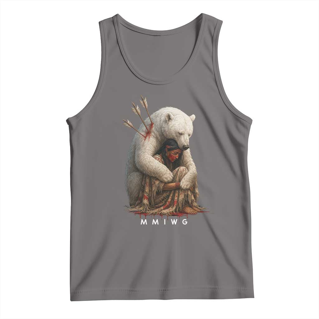 MMIW Native American Tank Top Spirit Bear Protecting Indigenous Woman MMIWG TS10 Deep Heather Print Your Wear