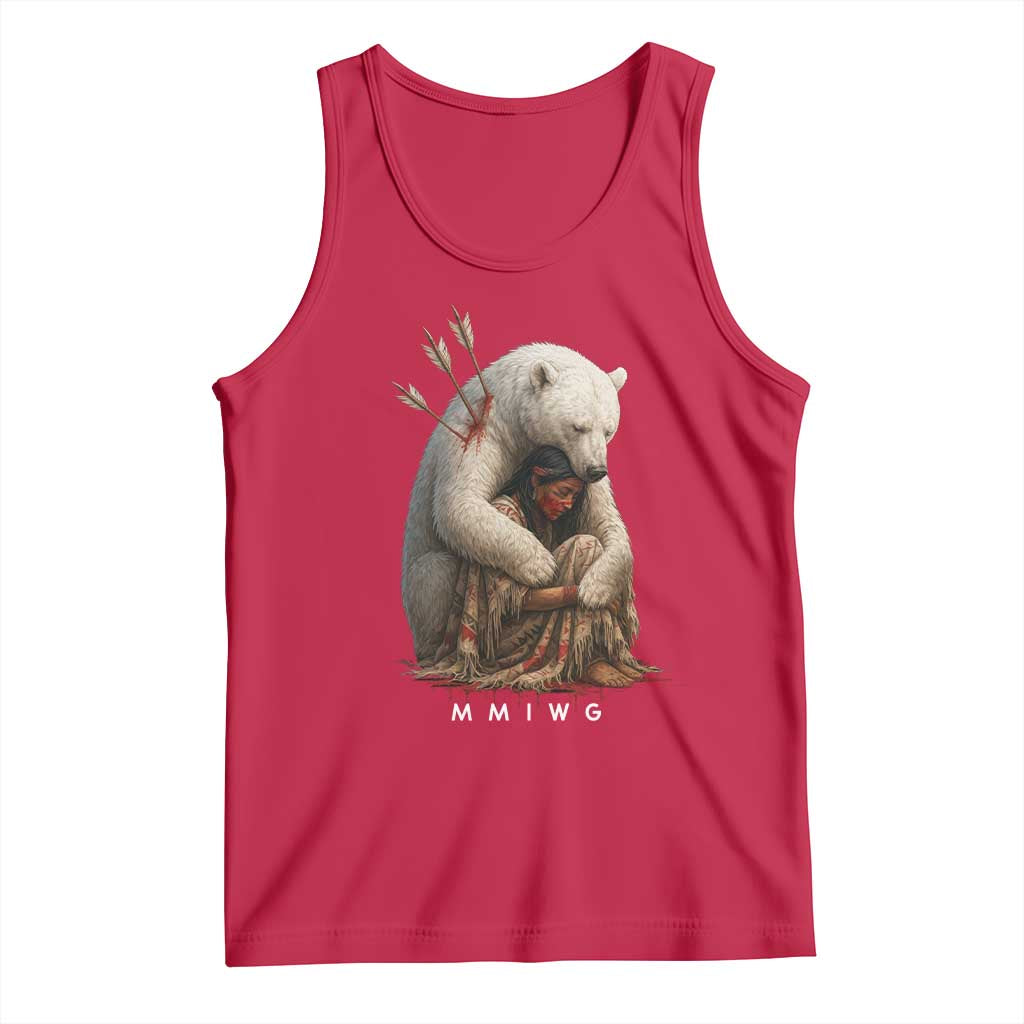 MMIW Native American Tank Top Spirit Bear Protecting Indigenous Woman MMIWG TS10 Red Print Your Wear