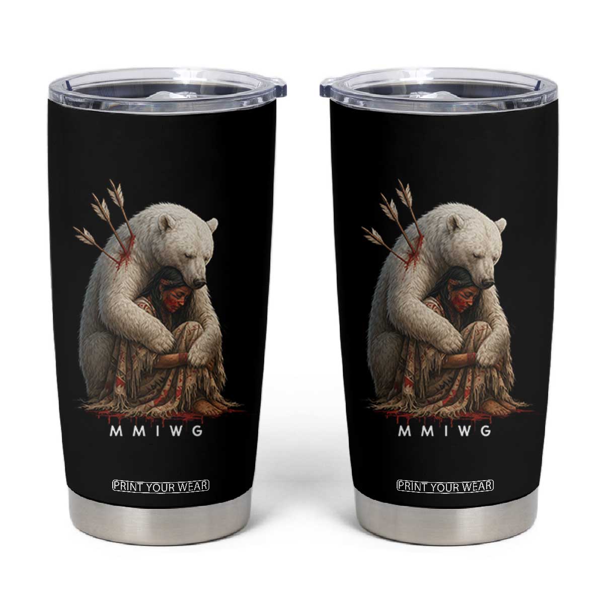 MMIW Native American Tumbler Cup Spirit Bear Protecting Indigenous Woman MMIWG TS10 Black Print Your Wear