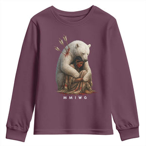 MMIW Native American Youth Sweatshirt Spirit Bear Protecting Indigenous Woman MMIWG TS10 Maroon Print Your Wear
