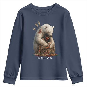MMIW Native American Youth Sweatshirt Spirit Bear Protecting Indigenous Woman MMIWG TS10 Navy Print Your Wear