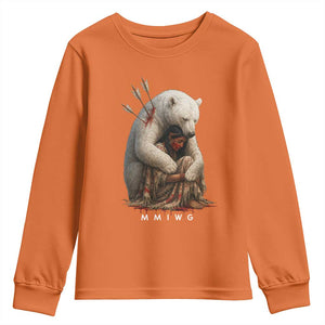 MMIW Native American Youth Sweatshirt Spirit Bear Protecting Indigenous Woman MMIWG TS10 Orange Print Your Wear