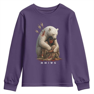 MMIW Native American Youth Sweatshirt Spirit Bear Protecting Indigenous Woman MMIWG TS10 Purple Print Your Wear