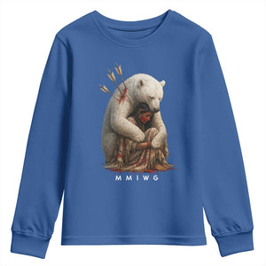 MMIW Native American Youth Sweatshirt Spirit Bear Protecting Indigenous Woman MMIWG TS10 Royal Blue Print Your Wear