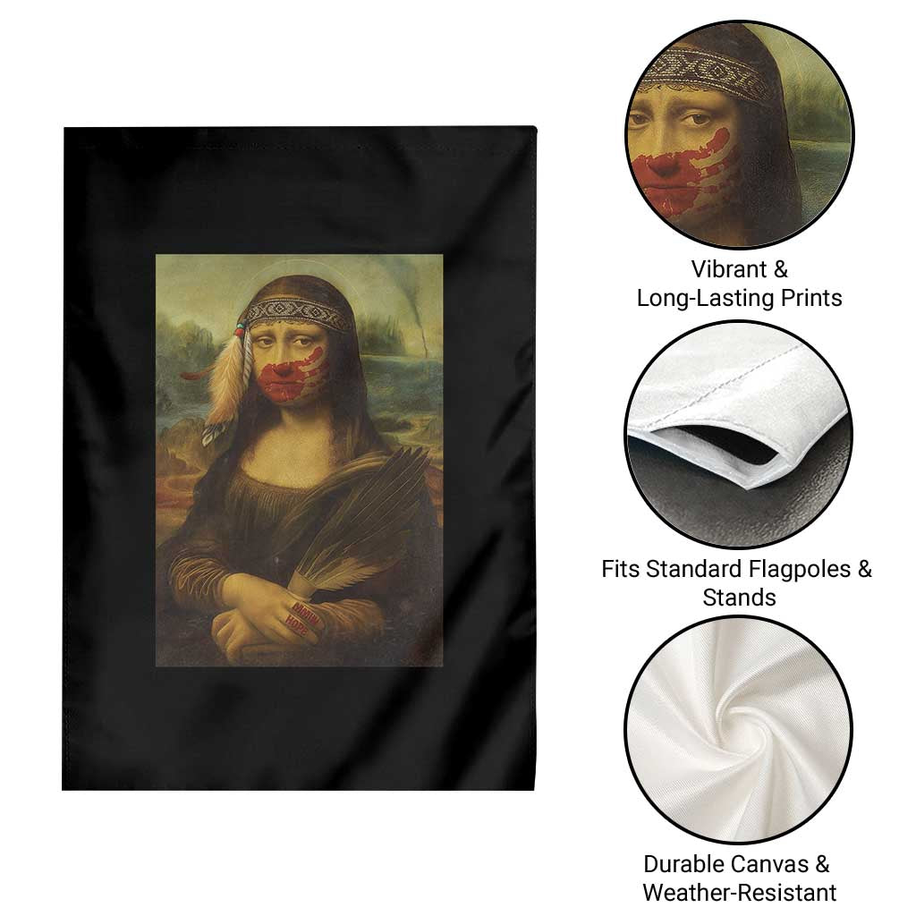 MMIW Awareness Garden Flag Mona Lisa Red Handprint Indigenous Woman Stop Stolen Sisters TS10 Print Your Wear