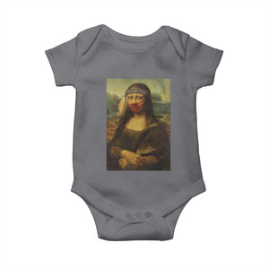 MMIW Awareness Baby Onesie Mona Lisa Red Handprint Indigenous Woman Stop Stolen Sisters TS10 Charcoal Print Your Wear