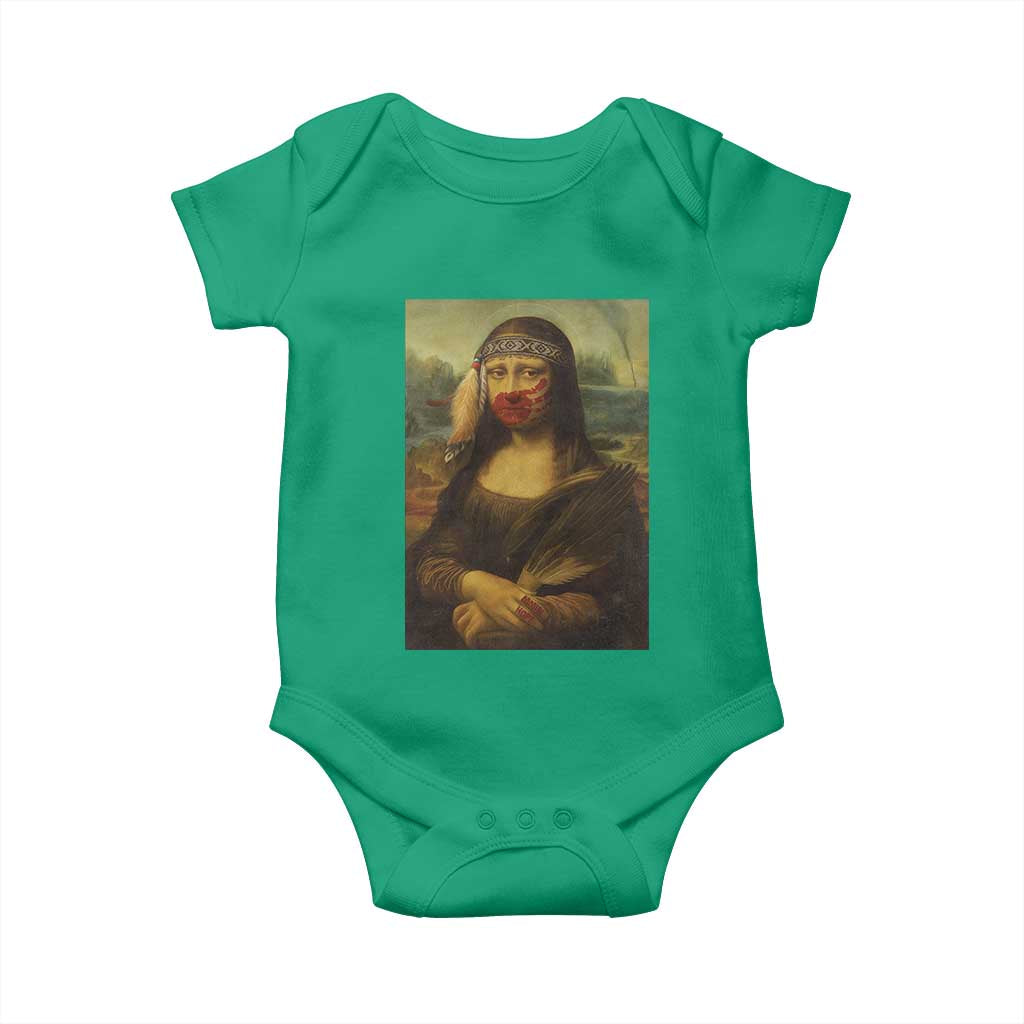 MMIW Awareness Baby Onesie Mona Lisa Red Handprint Indigenous Woman Stop Stolen Sisters TS10 Irish Green Print Your Wear