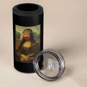 MMIW Awareness 4 in 1 Can Cooler Tumbler Mona Lisa Red Handprint Indigenous Woman Stop Stolen Sisters TS10 Print Your Wear