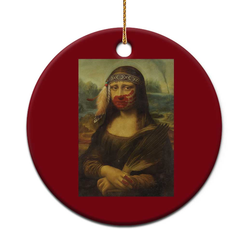 MMIW Awareness Ceramic Ornament Mona Lisa Red Handprint Indigenous Woman Stop Stolen Sisters TS10 1pc Red Print Your Wear