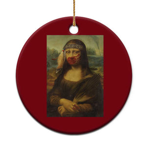 MMIW Awareness Ceramic Ornament Mona Lisa Red Handprint Indigenous Woman Stop Stolen Sisters TS10 1pc Red Print Your Wear