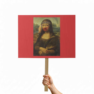 MMIW Awareness Protest Sign Mona Lisa Red Handprint Indigenous Woman Stop Stolen Sisters TS10 Horizontal 18" × 24" Red Print Your Wear
