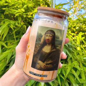MMIW Awareness Glass Can Mona Lisa Red Handprint Indigenous Woman Stop Stolen Sisters TS10 Black Print Your Wear