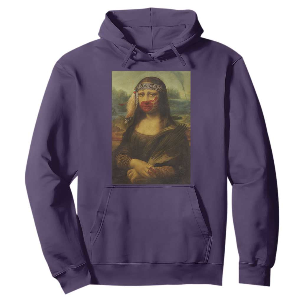 MMIW Awareness Hoodie Mona Lisa Red Handprint Indigenous Woman Stop Stolen Sisters TS10 Purple Print Your Wear