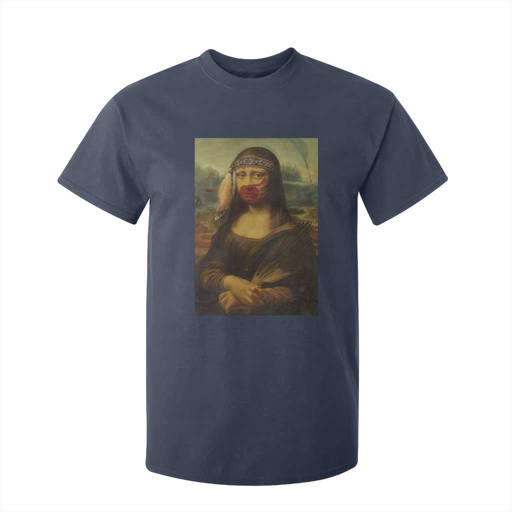 MMIW Awareness T Shirt For Kid Mona Lisa Red Handprint Indigenous Woman Stop Stolen Sisters TS10 Navy Print Your Wear