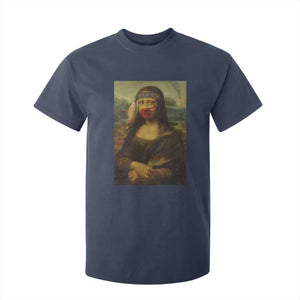 MMIW Awareness T Shirt For Kid Mona Lisa Red Handprint Indigenous Woman Stop Stolen Sisters TS10 Navy Print Your Wear