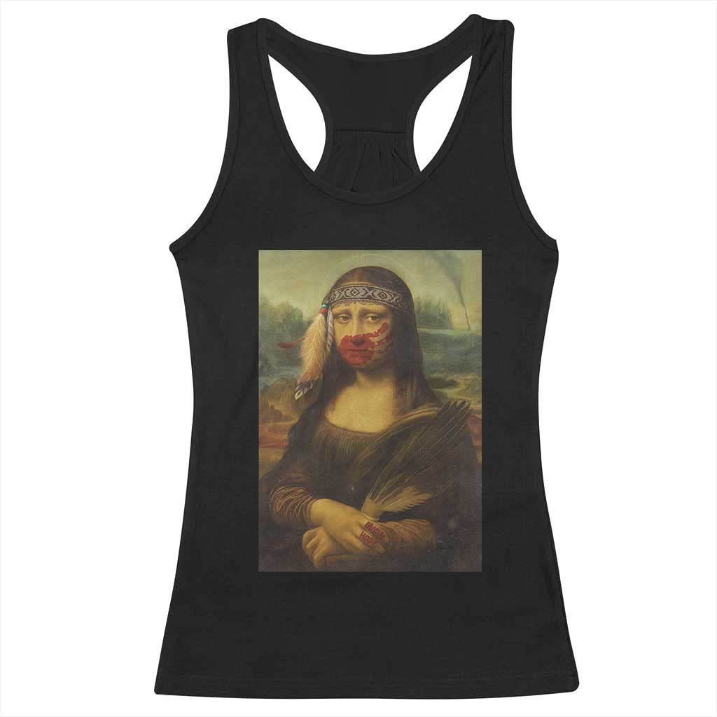 MMIW Awareness Racerback Tank Top Mona Lisa Red Handprint Indigenous Woman Stop Stolen Sisters TS10 Black Print Your Wear