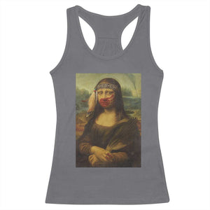 MMIW Awareness Racerback Tank Top Mona Lisa Red Handprint Indigenous Woman Stop Stolen Sisters TS10 Charcoal Print Your Wear