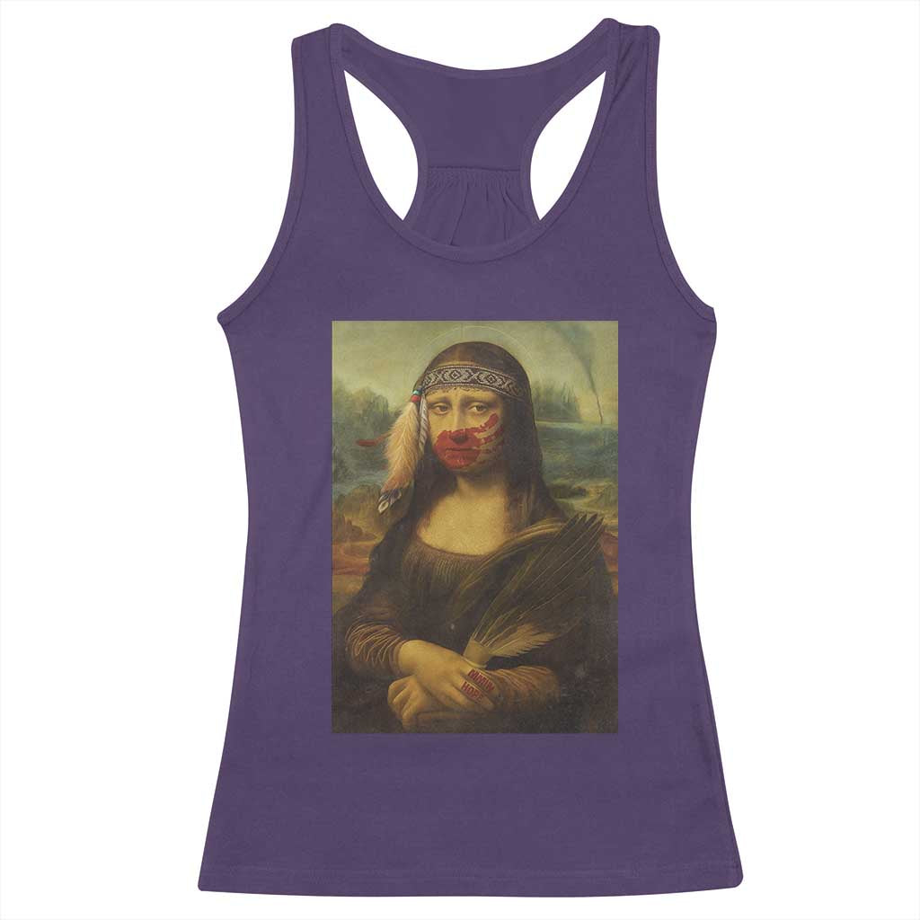 MMIW Awareness Racerback Tank Top Mona Lisa Red Handprint Indigenous Woman Stop Stolen Sisters TS10 Purple Print Your Wear