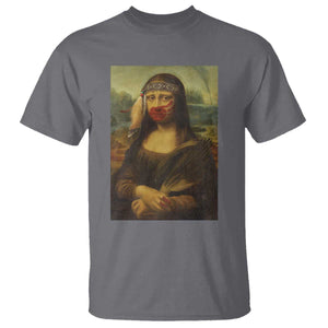 MMIW Awareness T Shirt Mona Lisa Red Handprint Indigenous Woman Stop Stolen Sisters TS10 Charcoal Print Your Wear
