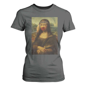 MMIW Awareness T Shirt For Women Mona Lisa Red Handprint Indigenous Woman Stop Stolen Sisters TS10 Dark Heather Print Your Wear