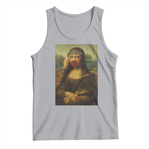 MMIW Awareness Tank Top Mona Lisa Red Handprint Indigenous Woman Stop Stolen Sisters TS10 Athletic Heather Print Your Wear