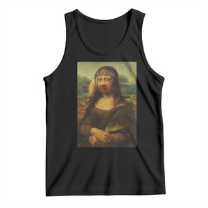 MMIW Awareness Tank Top Mona Lisa Red Handprint Indigenous Woman Stop Stolen Sisters TS10 Black Print Your Wear