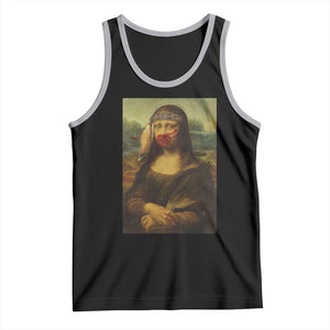 MMIW Awareness Tank Top Mona Lisa Red Handprint Indigenous Woman Stop Stolen Sisters TS10 Black Athletic Heather Print Your Wear