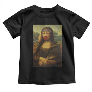 MMIW Awareness Toddler T Shirt Mona Lisa Red Handprint Indigenous Woman Stop Stolen Sisters TS10 Black Print Your Wear
