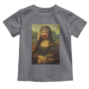 MMIW Awareness Toddler T Shirt Mona Lisa Red Handprint Indigenous Woman Stop Stolen Sisters TS10 Charcoal Print Your Wear
