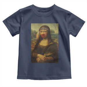 MMIW Awareness Toddler T Shirt Mona Lisa Red Handprint Indigenous Woman Stop Stolen Sisters TS10 Navy Print Your Wear