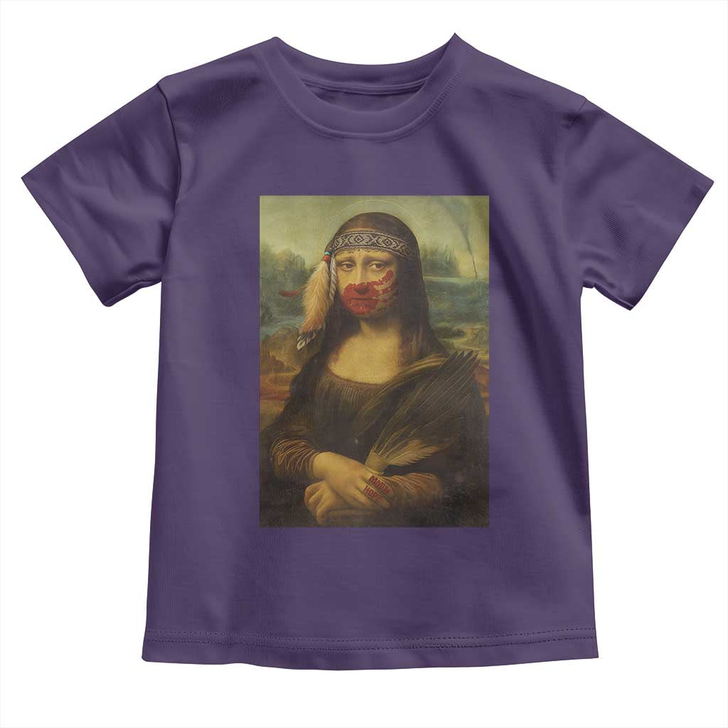 MMIW Awareness Toddler T Shirt Mona Lisa Red Handprint Indigenous Woman Stop Stolen Sisters TS10 Purple Print Your Wear