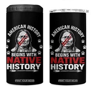 Native American History 4 in 1 Can Cooler Tumbler Indigenous Peoples Tribal Pride TS10 One Size: 16 oz Black Print Your Wear