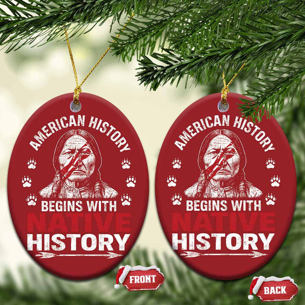 Native American History Christmas Ornament Indigenous Peoples Tribal Pride TS10 Oval Red Print Your Wear