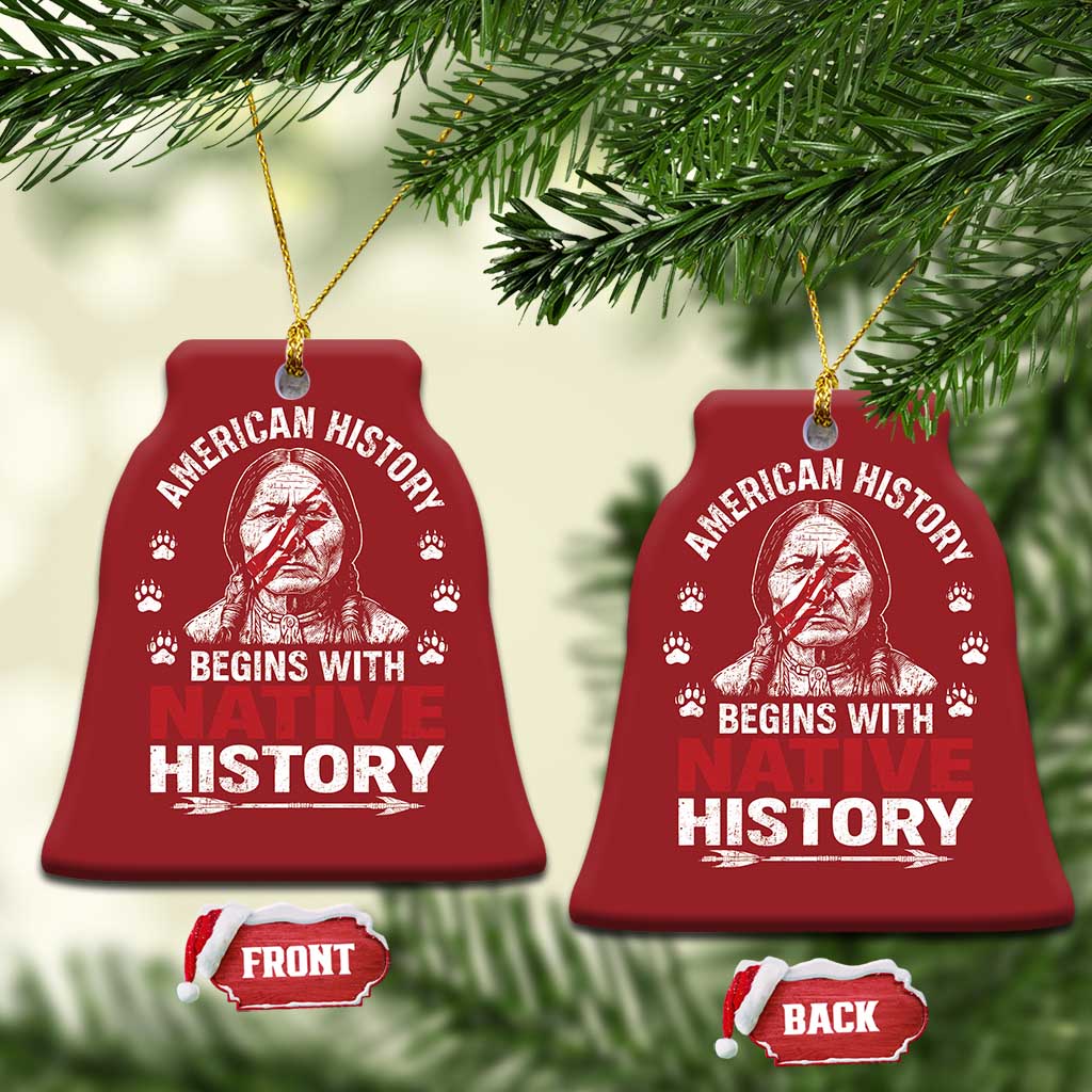 Native American History Christmas Ornament Indigenous Peoples Tribal Pride TS10 Bell Flake Red Print Your Wear