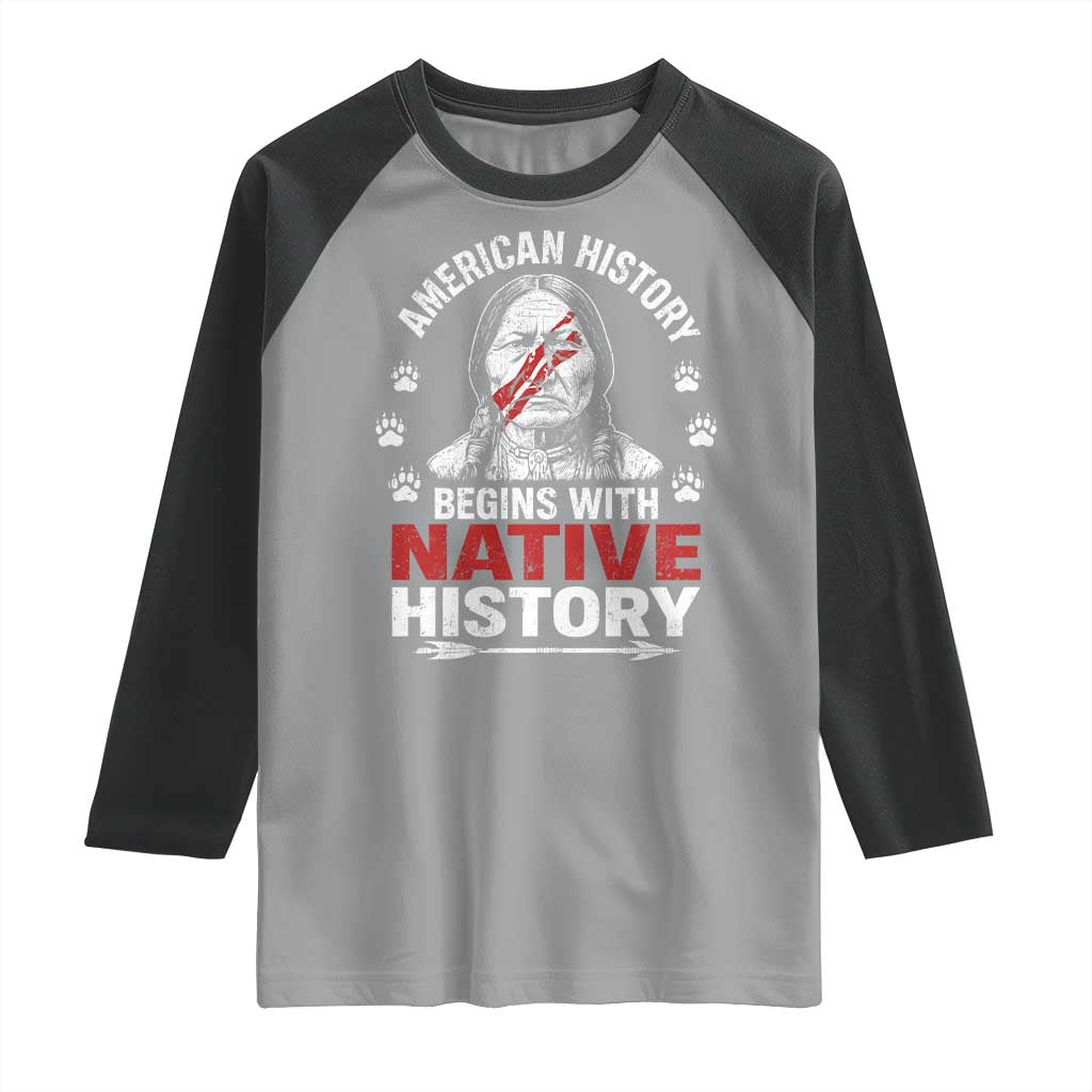 Native American History Raglan Shirt Indigenous Peoples Tribal Pride TS10 Sport Gray Black Print Your Wear