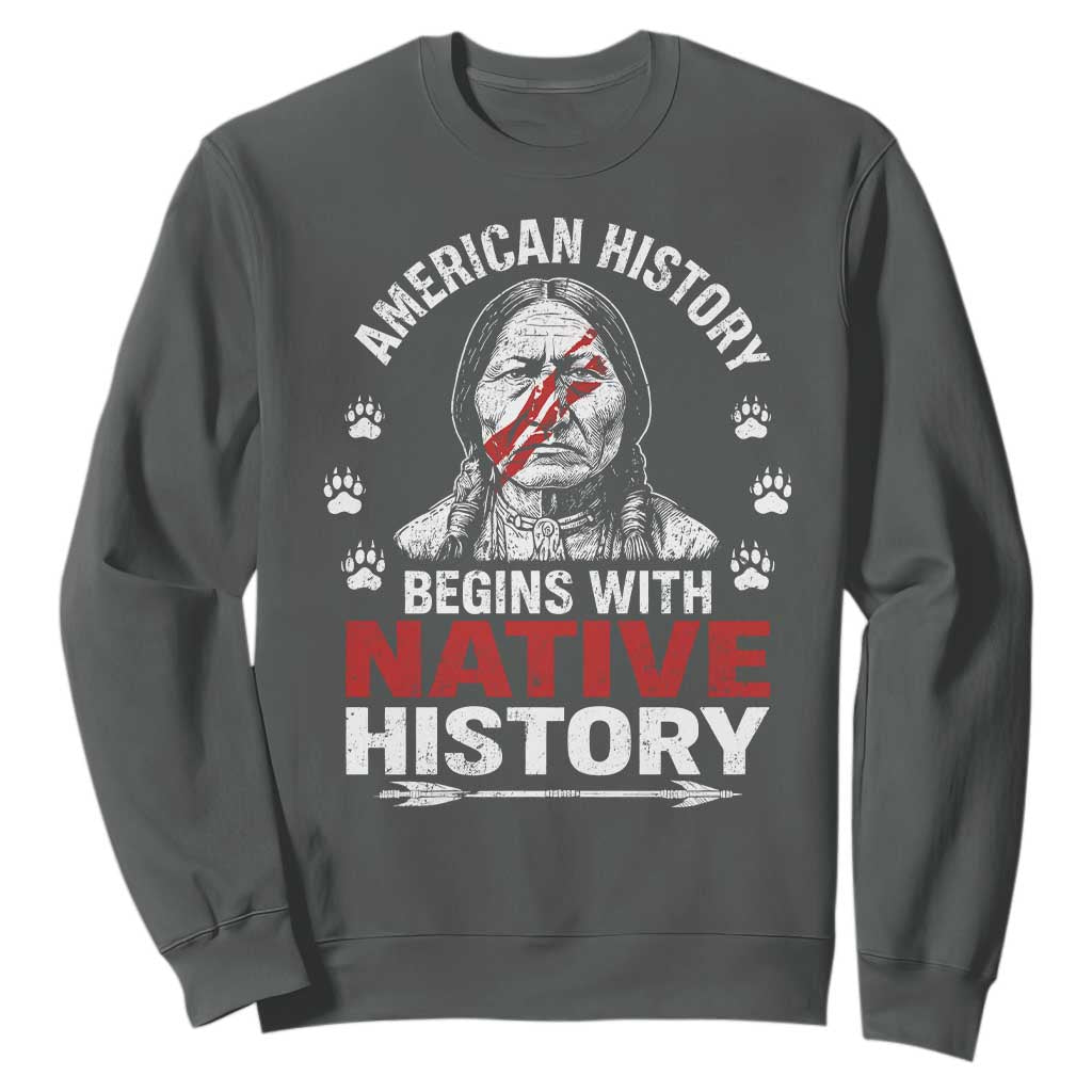 Native American History Sweatshirt Indigenous Peoples Tribal Pride TS10 Dark Heather Print Your Wear