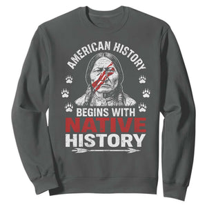 Native American History Sweatshirt Indigenous Peoples Tribal Pride TS10 Dark Heather Print Your Wear