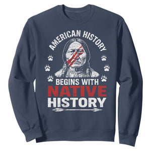 Native American History Sweatshirt Indigenous Peoples Tribal Pride TS10 Navy Print Your Wear
