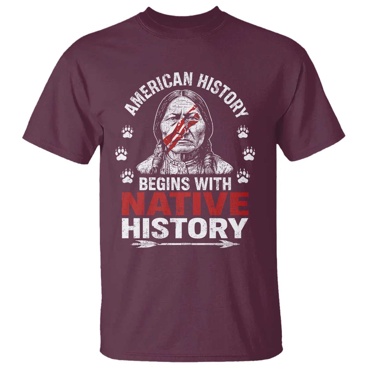 Native American History T Shirt Indigenous Peoples Tribal Pride TS10 Maroon Print Your Wear