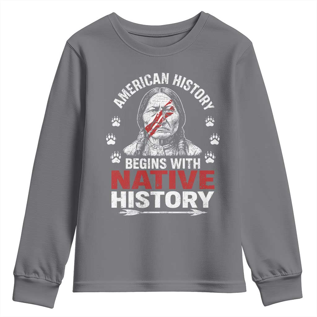Native American History Youth Sweatshirt Indigenous Peoples Tribal Pride TS10 Charcoal Print Your Wear