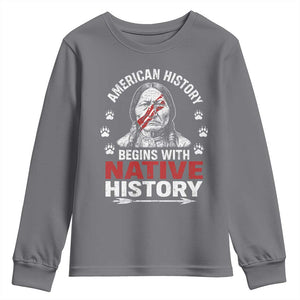Native American History Youth Sweatshirt Indigenous Peoples Tribal Pride TS10 Charcoal Print Your Wear