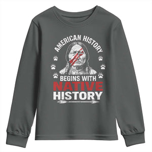 Native American History Youth Sweatshirt Indigenous Peoples Tribal Pride TS10 Dark Heather Print Your Wear